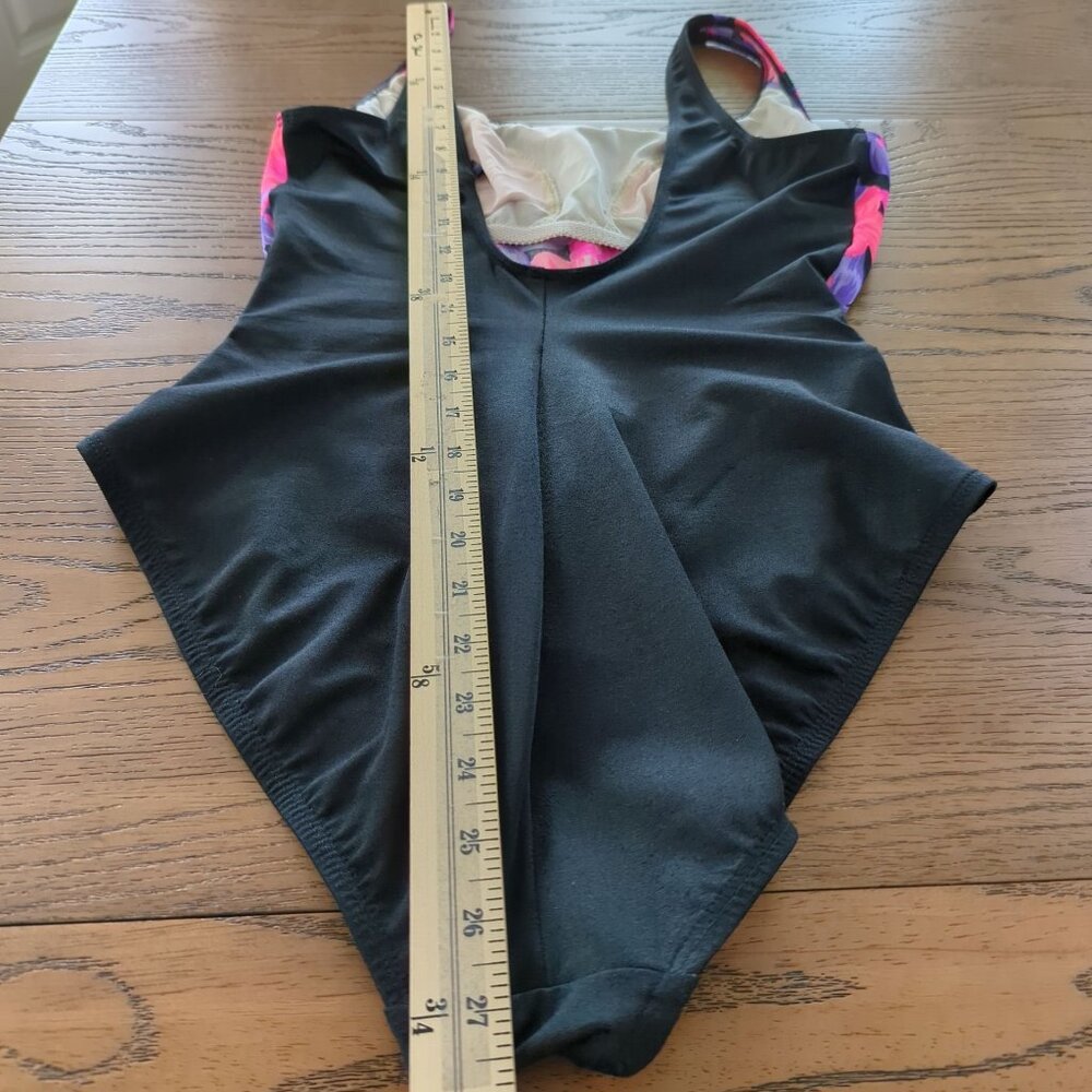 Vintage‎ Secret Solutions one piece Women's Swimsuit pink purple floral black 12 - Picture 11 of 15